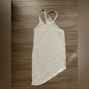 Lululemon Torque Racerback Asymmetrical Tank Top Gray White Stripe Sz 6